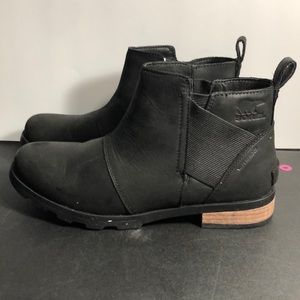 SOREL EMELIE CHELSEA BLACK WATERPROOF LEATHER BOOT